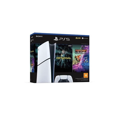 Ps5 Playstation 5 Sony Slim Ssd 1tb Controle Sem Fio Dualsense Branco + Jogos Returnal e Ratchet & Clank