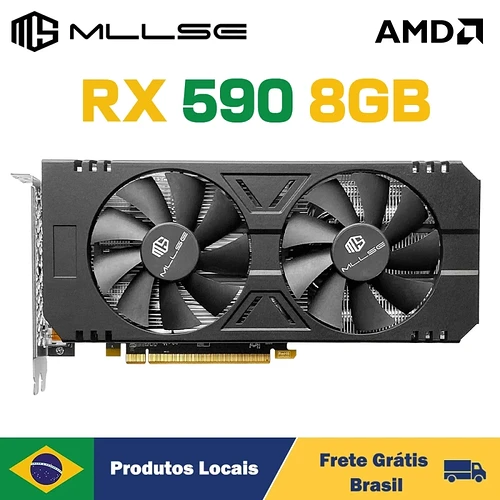 Mllse nova placa gráfica para jogos de vídeo amd rx 590 8gb gddr5 256bit pci express 3.0 × 16 8pin radeon gpu série