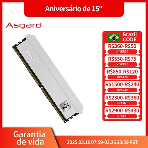 Asgard ddr4 memória ram ddr4 8gb 16GBx2 32GB 3200MHz 3600MHZ ram ddr4 Feryr Series dissipador de calor de metal para PC