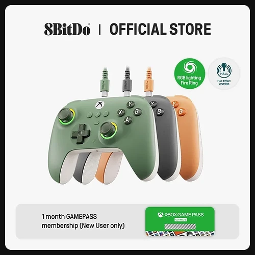 Controlador de jogos com fio 8BitDo Ultimate C para Xbox anel de fogo de iluminação RGB e joysticks de ef