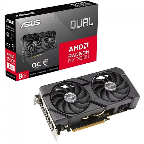 Placa De Vídeo Asus Dual AMD RX 7600 EVO OC 8GB GDDR6 DUAL