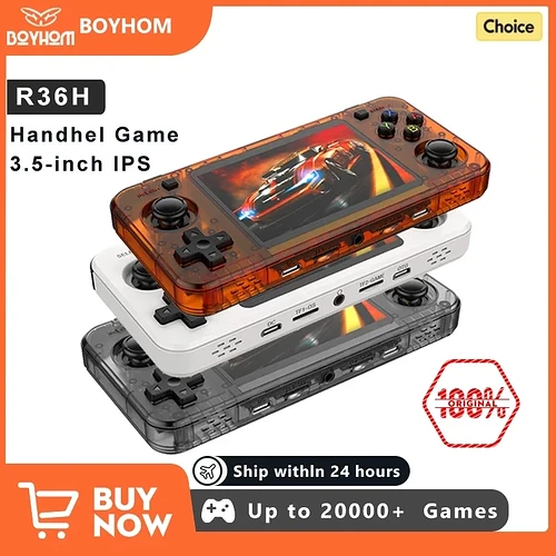 Boyhom novo console portátil retrô r36h sistema linux de código aberto consoles de jogos clássicos tela ips de 3.