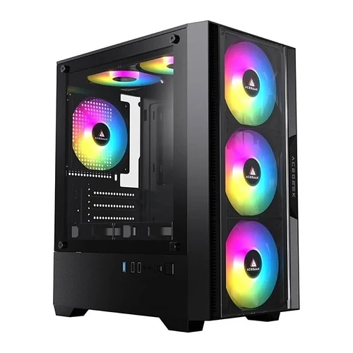Gabinete Gamer Acegeek Stratus Glass | Mid-Tower | Lateral de Vidro | Preto | AG-STRATUS-GLASS-BK