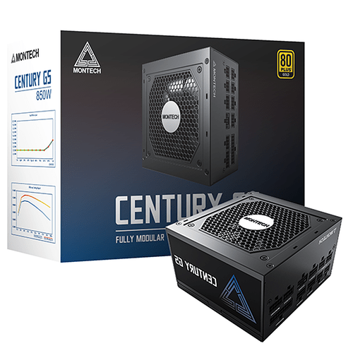 Fonte Montech Century G5 850W 80 Plus Gold PCIe 5.0 PFC Ativo Full Modular Black