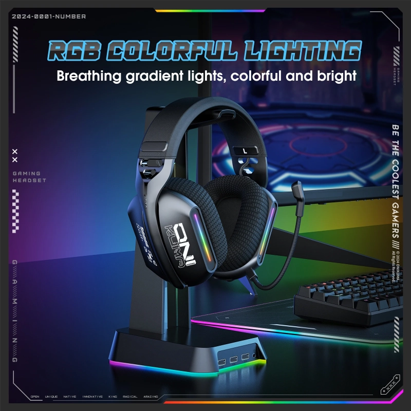 Headset Gamer Sem Fio Onikuma GT808 RGB